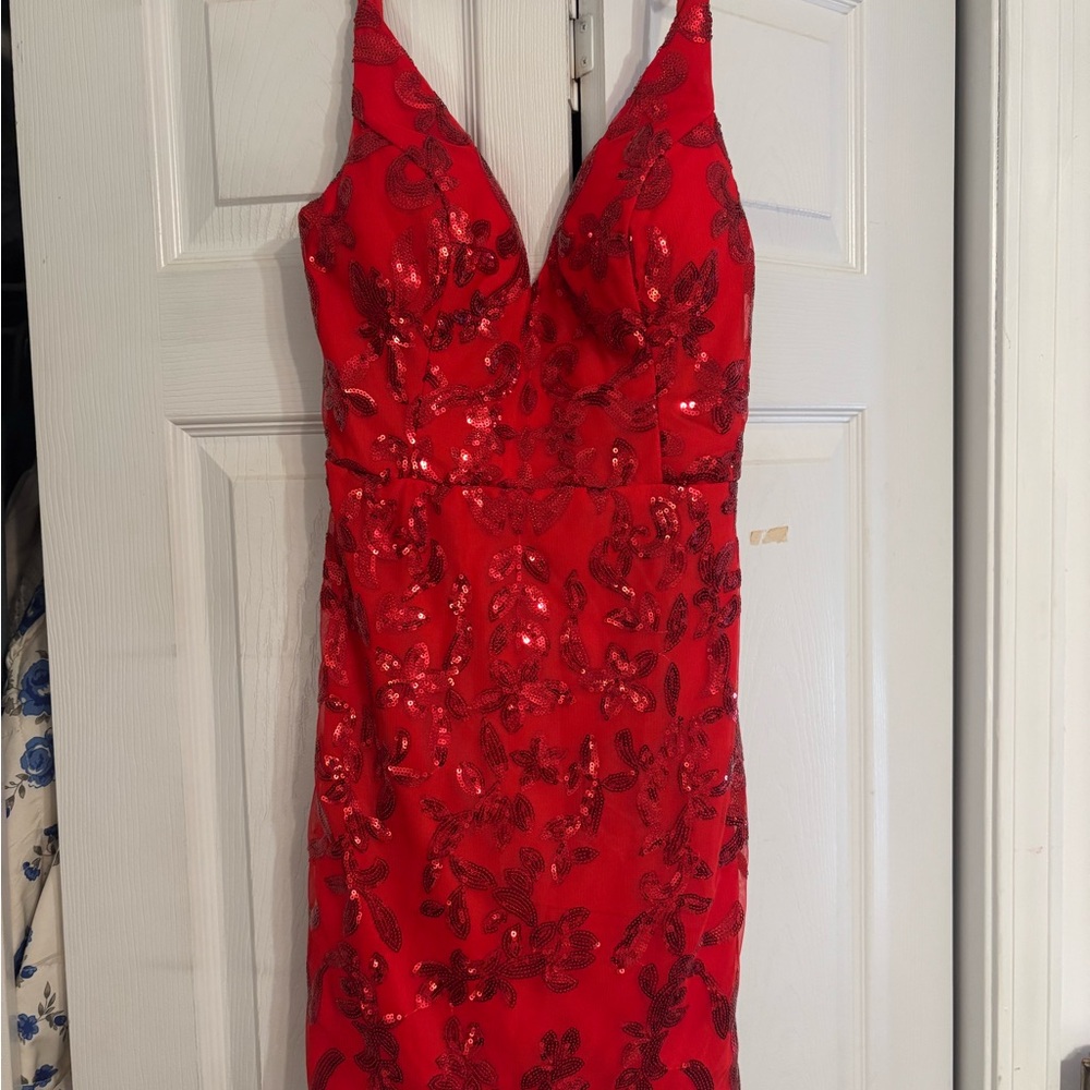 Red Sequin Homecoming Dress
